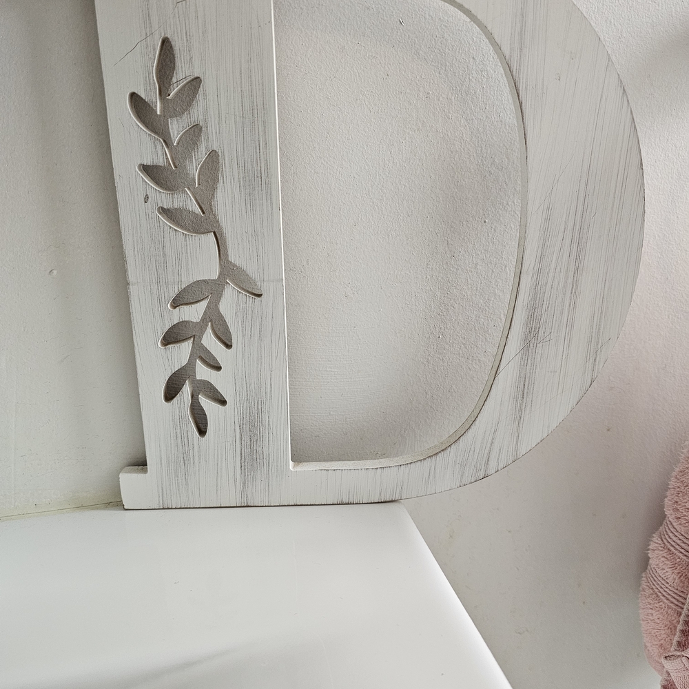 Distressed White Wooden Letter D Wall Accent